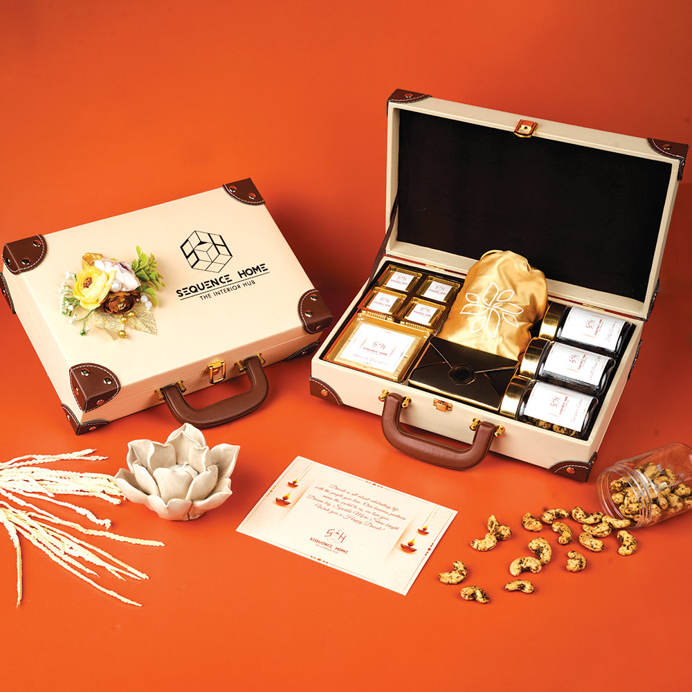 Diwali gift hamper trunks by chocovira in india